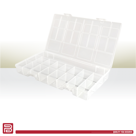 Better Plastik Clear Plastic Organizer Box Set – 4 PCS, Large Size with 17 Grids 