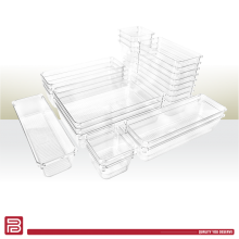 Better Plastik Clear Plastic Drawer Organizers Set - 25-Piece Kit with 4 Sizes