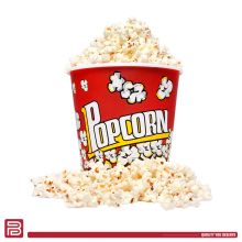 Better Plastik Reusable Plastic Popcorn Containers – 4 Piece Large Cups – 101 oz with Fun Themed Designs