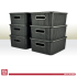 Better Plastik Rattan Design Storage Boxes Set – 6 Piece - Medium Size 13 oz with Lids & Handles 